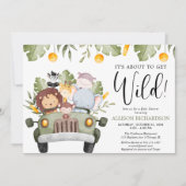 Invitation Sur le point d'obtenir Wild Safari animaux garçon (Devant)