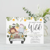 Invitation Sur le point d'obtenir Wild Safari animaux garçon (Debout devant)