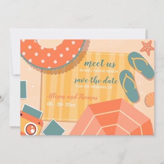 Invitation Sur le sable enregistrer la date annonce (Devant)