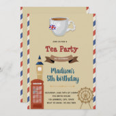 Invitation sur le thème de la fête du thé vintage (Devant / Derrière)