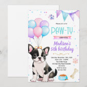 Invitation sur le thème de la fille Boston Terrier (Devant / Derrière)