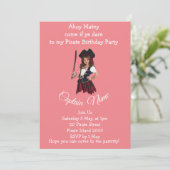 Invitation sur le thème de la pirate fille PINK (Debout devant)