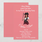 Invitation sur le thème de la pirate fille PINK (Devant / Derrière)