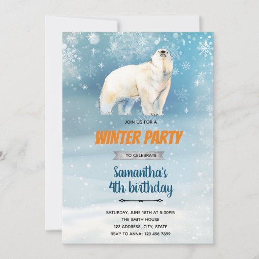Invitation sur le thème de l'ours polaire (Devant)