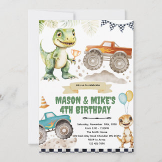 Invitation sur le thème des dinosaures de camion m