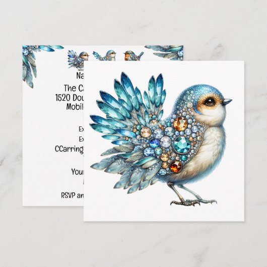 Invitation sur le thème des oiseaux précieux et sc (Devant / Derrière)