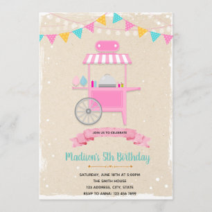 Invitation sur le thème du chariot de bonbons