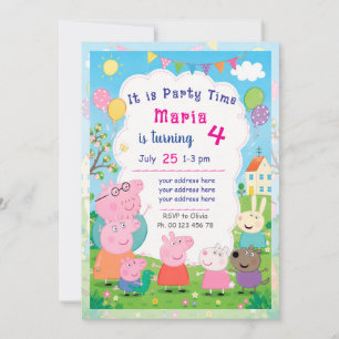 Invitation sur le thème du cochon de dessin animé.
