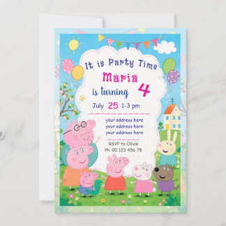 Invitation sur le thème du cochon de dessin animé.