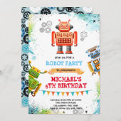 Invitation sur le thème du robot mignon (Devant / Derrière)