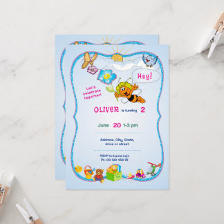 Invitation sur le thème fleuri. Fête pour enfants.