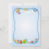 Invitation sur le thème fleuri. Fête pour enfants. (Dos)