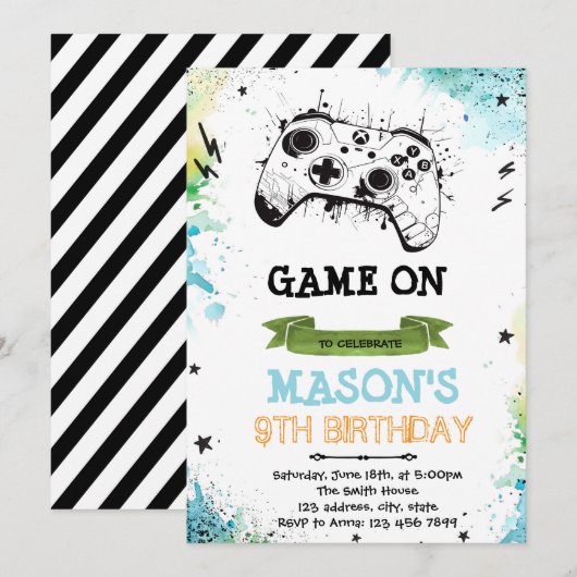 Invitation sur le thème Game boy (Devant / Derrière)