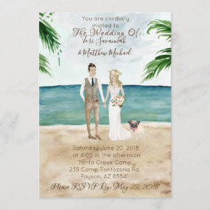 Invitation Sur L'Invitation Au Mariage De Plage - Avec Carlin