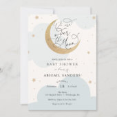 Invitation Sur l'invitation Baby shower Gold Moon Blue (Devant)