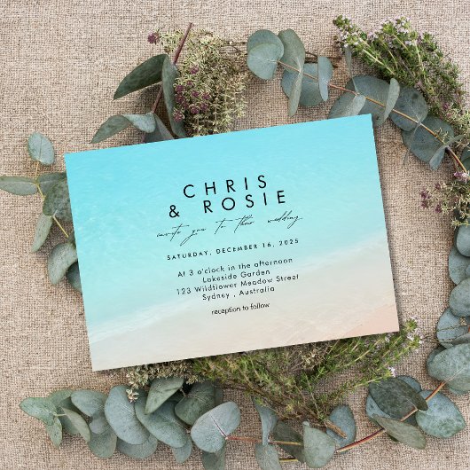 Invitation Sur l'invitation de mariage sur la plage