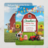 Invitation Sur l'invitation des Anniversaires de enfants agri (Devant / Derrière)