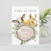 Invitation Sur l'invitation du Baby shower Farm Cute (Debout devant)