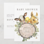 Invitation Sur l'invitation du Baby shower Farm Cute (Devant / Derrière)