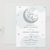 Invitation Sur l'invitation Gold Silver Blue Baby shower (Devant / Derrière)