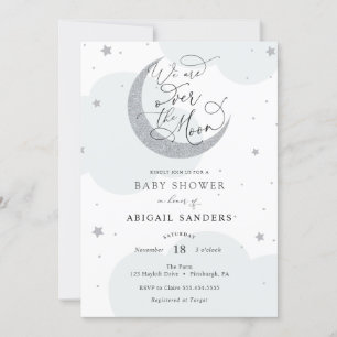 Invitation Sur l'invitation Gold Silver Blue Baby shower