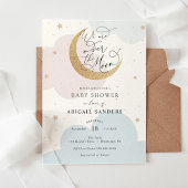 Invitation Sur l'invitation Moon Pink and Blue Baby shower