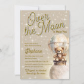 Invitation Sur Lune Teddy Bear Baby shower neutre de genre (Devant)