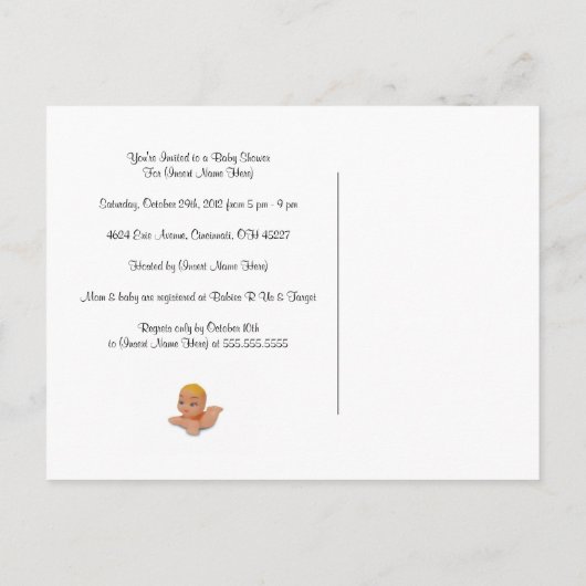 Invitation sur mesure Baby shower pour garçon ou f (Dos)