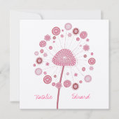 Invitation sur mesure de Dandelion rose Mariage (Devant)