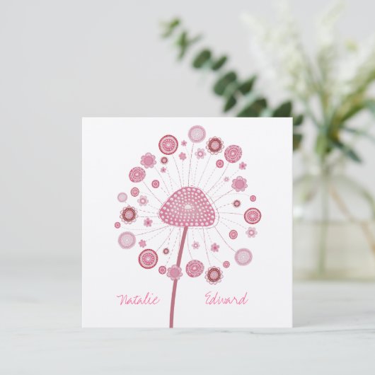 Invitation sur mesure de Dandelion rose Mariage (Debout devant)