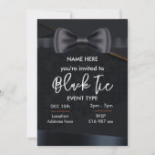 Invitation sur mesure en noir cravate personnalisé (Devant)