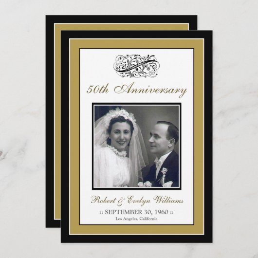 Invitation sur mesure (or) du Parti de l'Anniversa (Devant / Derrière)