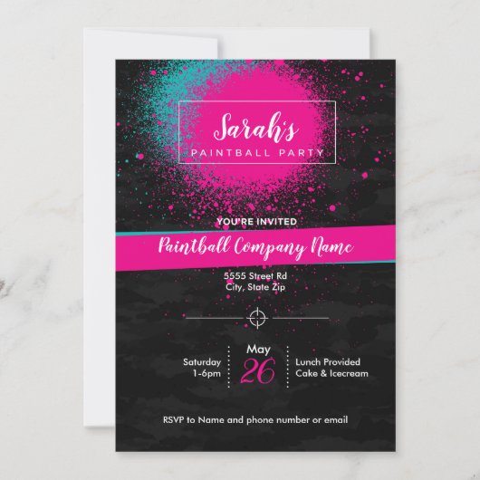 Invitation sur mesure pour une fête de peinture (Devant)