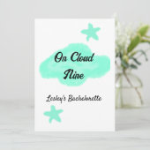Invitation Sur nuage neuf nuages pastel vert étoile bachelore (Debout devant)