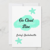 Invitation Sur nuage neuf nuages pastel vert étoile bachelore (Dos)