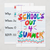 Invitation sur papier à feuilles mortes de l’école (Devant / Derrière)