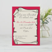 Invitation sur papier parchemin (Debout devant)