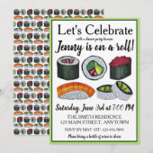 Invitation Sur un (Sushi) Roulé Célébration de Félicitations (Devant / Derrière)