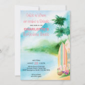 Invitation Surboard Watercolor Beach Anniversaire Bash (Devant)