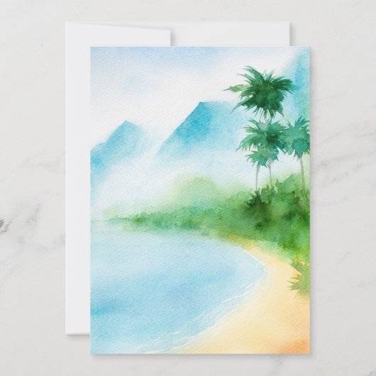 Invitation Surboard Watercolor Beach Anniversaire Bash (Dos)