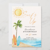 Invitation Surf À La Fête D'Anniversaire De Plage D'Été (Devant)