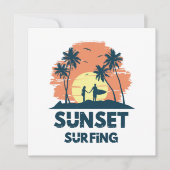 Invitation Surf au coucher du soleil (Devant)
