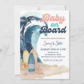 Invitation Surf | Baby On Board Beach Baby shower (Devant)