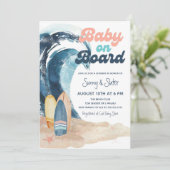 Invitation Surf | Baby On Board Beach Baby shower (Debout devant)