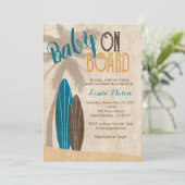 Invitation Surf Baby shower avec planches de surf (Debout devant)