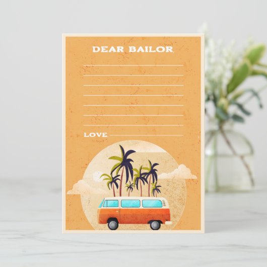 Invitation Surf Beach Anniversaire Fête Heure Capsule Note Ca (Debout devant)