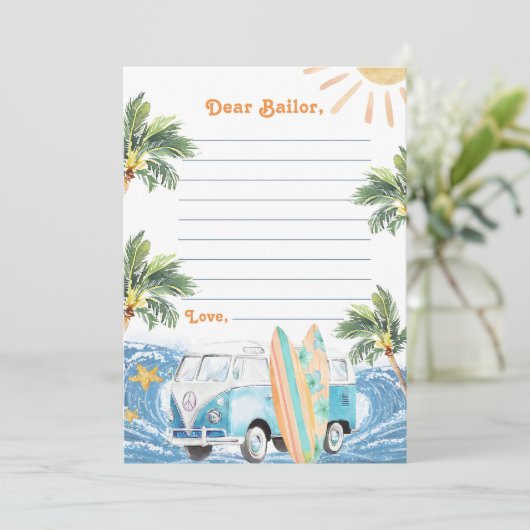 Invitation Surf Beach Anniversaire Fête Heure Capsule Note Ca (Debout devant)