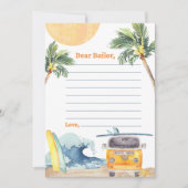 Invitation Surf Beach Anniversaire Fête Heure Capsule Note Ca (Devant)