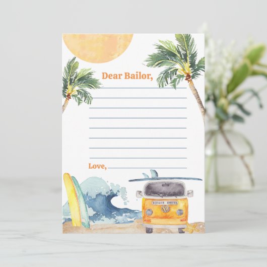 Invitation Surf Beach Anniversaire Fête Heure Capsule Note Ca (Debout devant)