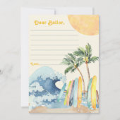 Invitation Surf Beach Anniversaire Fête Heure Capsule Note Ca (Devant)